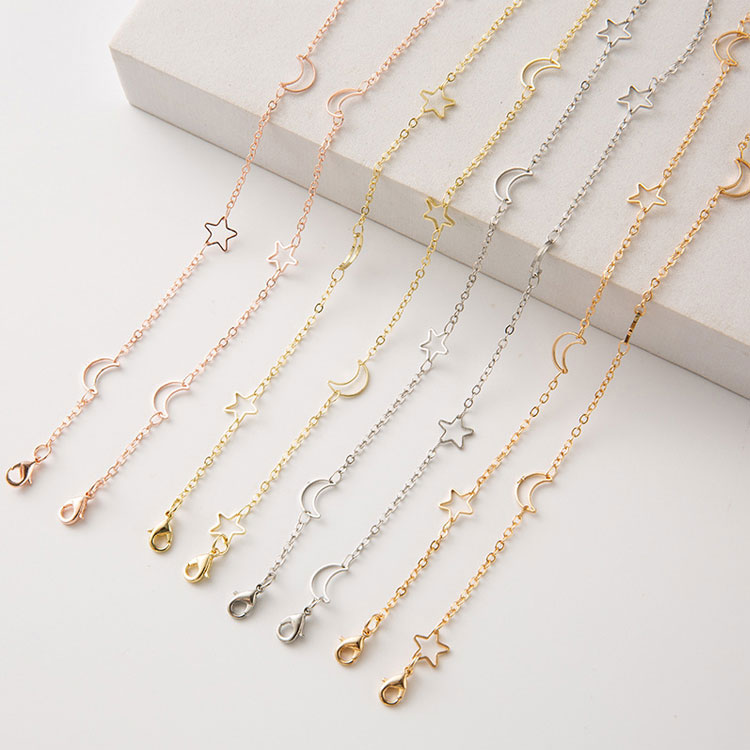 Eterlens | 色落ちしない 星と月の透かし彫りメガネチェーン