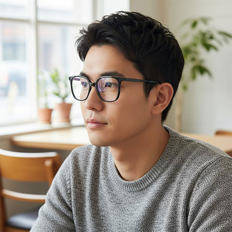 Eterlens 知性の窓｜17.8g  レトロ感漂うビッグフレームメガネ | ファッショナブルなグラデーションカラー｜素っぴんでも盛れる一本