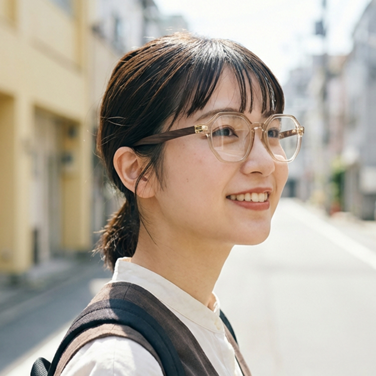 Eterlens│個性的な幾何学ラウンドフレームメガネ