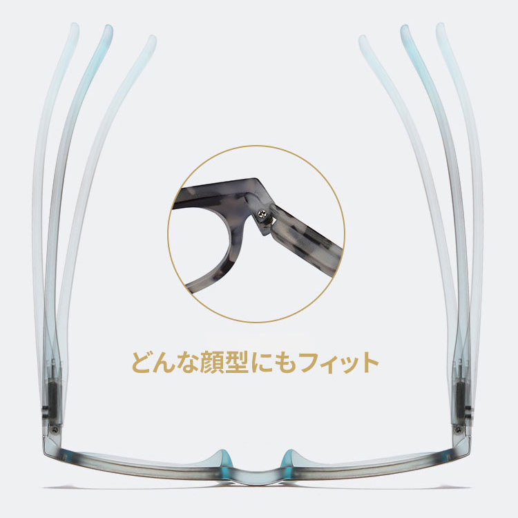 【締め付け感ゼロ・バネ蝶番】ETERLENS キーホールブリッジ TR90素材 メガネ ｜軽量フレーム ｜快適フィット 個性派 おしゃれ ｜男女兼用 - 商品画像 3/9 (Boston BlueGuard)