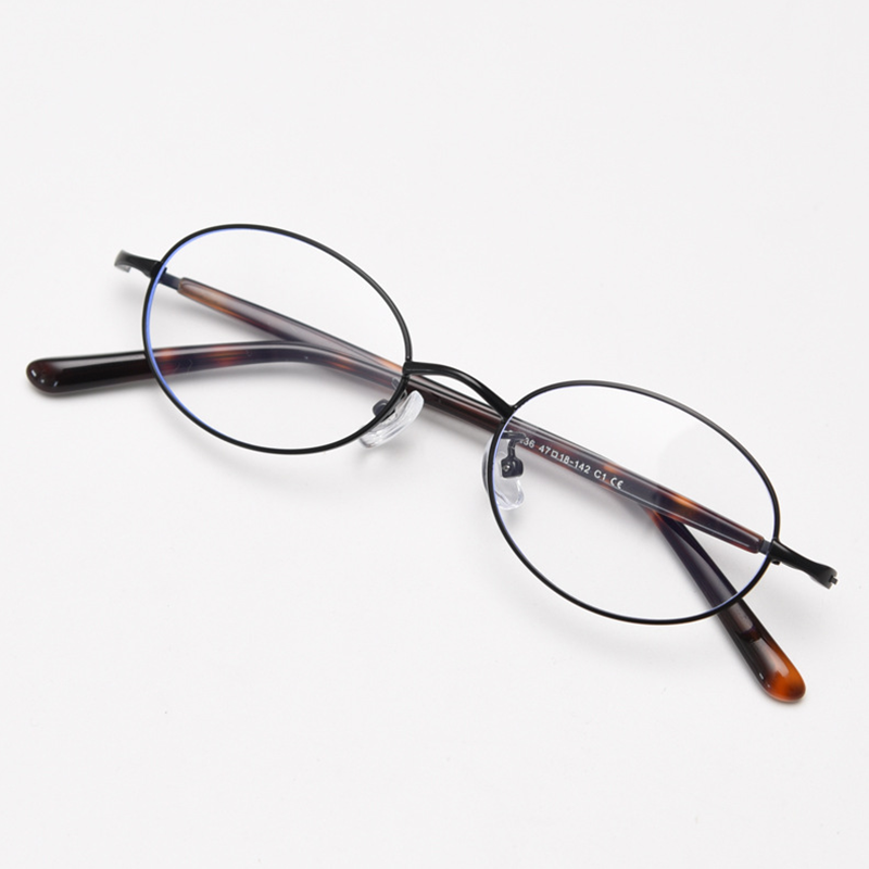 Eterlens|楕円形メタルフレーム|ブルーライトカットで目を守る|レトロ風メガネ