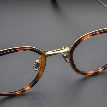 Eterlens | 12.5g  チタン+アセテート縁取り二重構造レトロ風メガネ | 贅沢な工芸 | オーダーメイド
