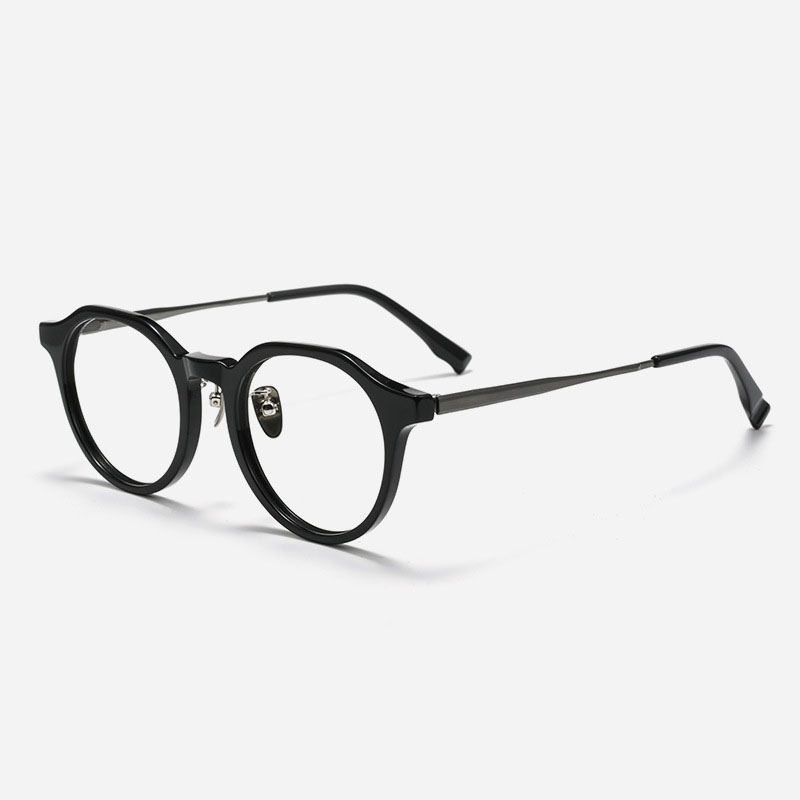Eterlens｜クラウンパント型コンビフレームメガネ │シャープなラインで、凛とした印象へ│アセテート×チタンフレーム