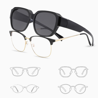 Eterlens｜スクエアフレームのドライブメガネ｜UVカット偏光レンズ｜メガネの上からかけられるオーバーグラス-Eterlens