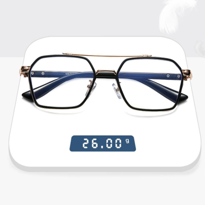 Eterlens｜レトロなダブルブリッジビッグフレームメガネ｜おしゃれな彫刻デザイン｜超軽量でスタイリッシュ