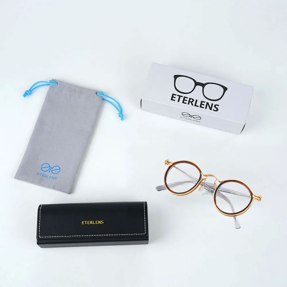 【話題のスタイル・異素材MIX】Eterlens 老眼鏡 おしゃれなラウンド型 | 軽量アセテート×メタル | 快適な掛け心地 | 度数豊富・ユニセックス