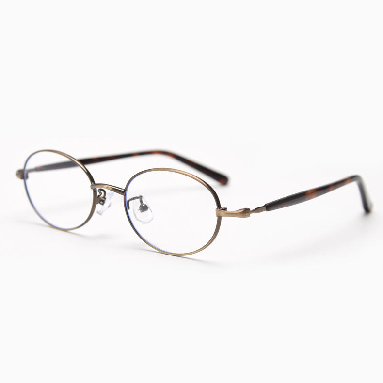Eterlens|楕円形メタルフレーム|ブルーライトカットで目を守る|レトロ風メガネ