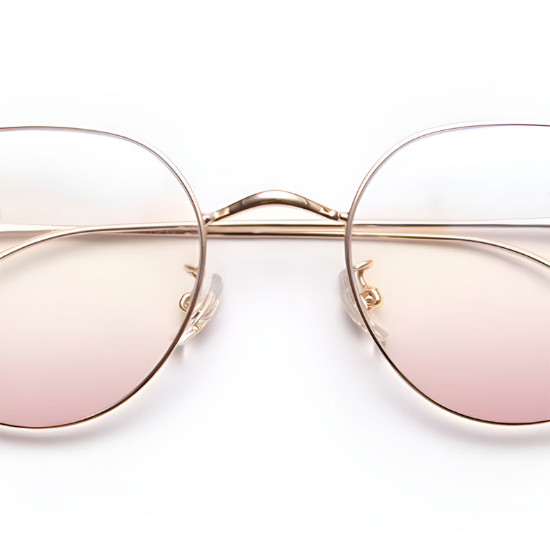 Eterlens|ゴールドリムチークカラーレンズメガネ|小顔効果ブルーライトカット|レトロクラシック