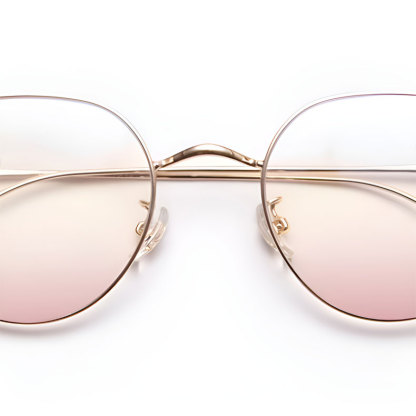 Eterlens|ゴールドリムチークカラーレンズメガネ|小顔効果ブルーライトカット|レトロクラシック