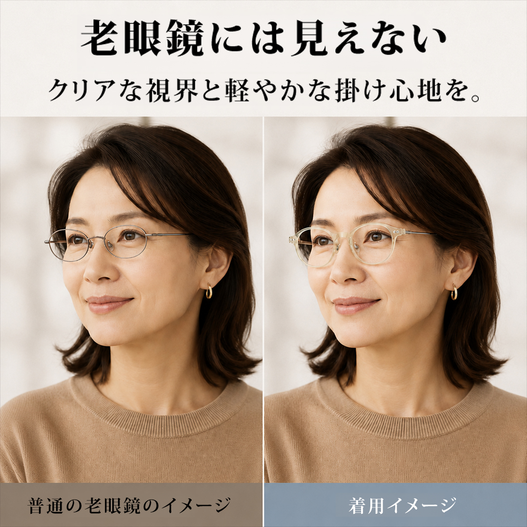 【顔まわりをすっきり見せる】Eterlens 秋色クリアメガネ｜約8.6g軽量｜レトロなオーバルフレーム｜知的で上品な印象｜レンズカスタマイズ対応