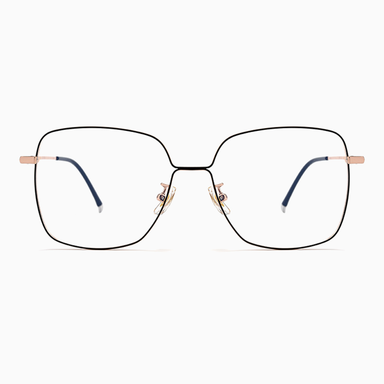 Eterlens｜ビジネス用ビッグフレームセミチタンメガネ｜度付き対応｜独特なデザイン感