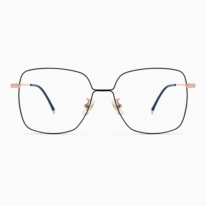 Eterlens｜ビジネス用ビッグフレームセミチタンメガネ｜度付き対応｜独特なデザイン感