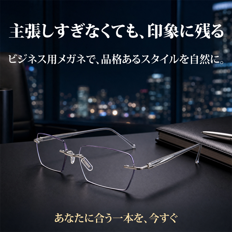 Eterlens｜リムレススクエア型ビジネス用調光リーディンググラス