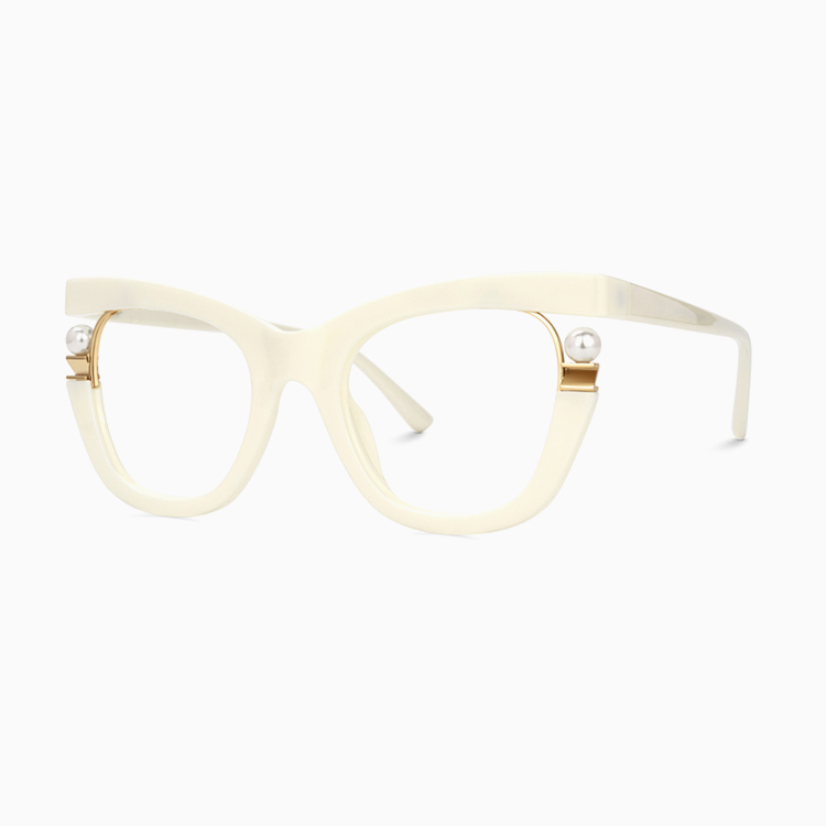 Eterlens-個性的なパール付きキャットアイメガネ