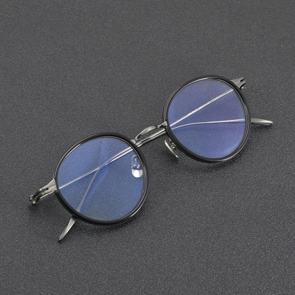 Eterlens｜レトロなラウンド型チタン製超軽量9.5gメガネ｜華奢で上品｜オーダーメイド