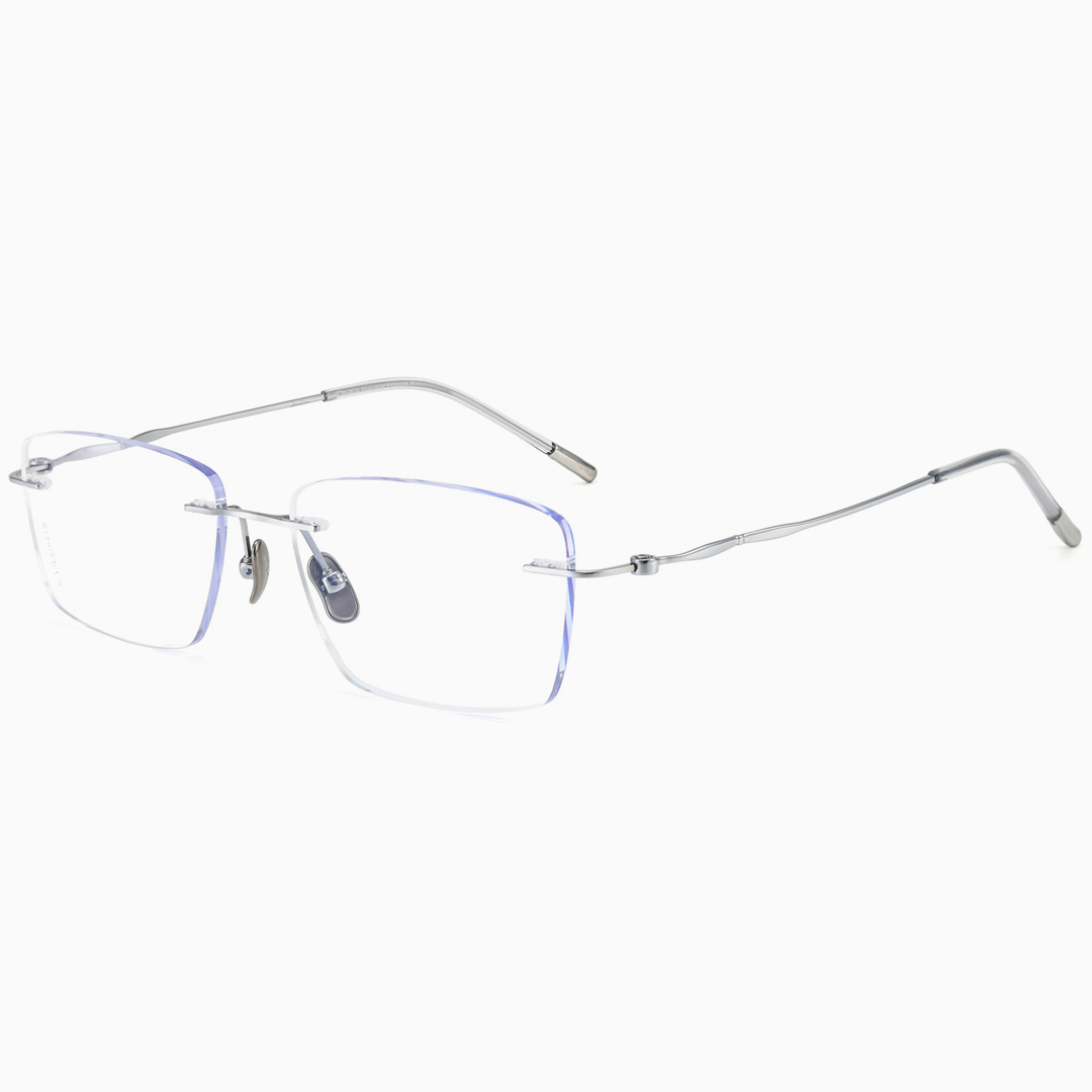 【締めつけにくく快適】Eterlens 純チタンリムレスメガネ｜約6.2g超軽量｜メンズ