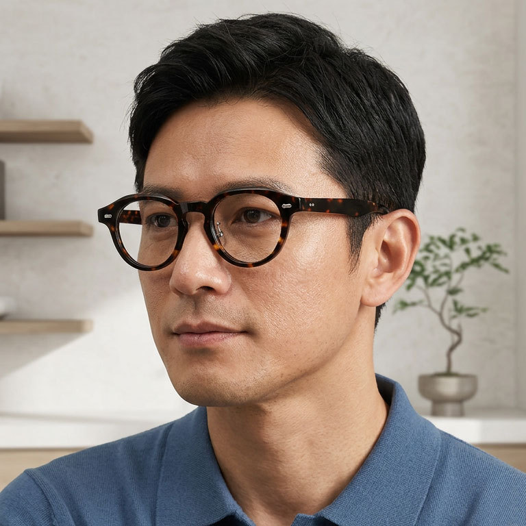 【職人仕上げ・超軽量】｜Eterlens  CROWN｜クラウンパント メガネ｜べっ甲柄｜キーホールブリッジ｜ヴィンテージ風 アセテート｜度付き対応 ユニセックス