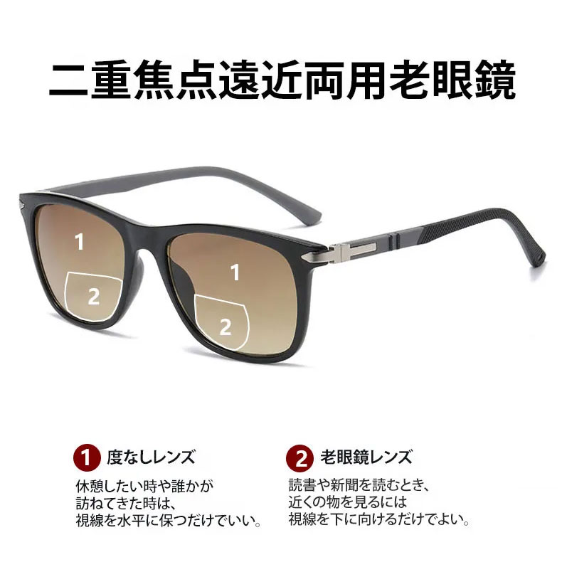 ビッグフレーム遠近両用多機能老眼鏡 | Square SunReader - 商品画像 5/10