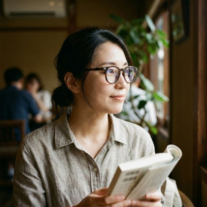 Eterlens 知性の窓｜18.6g ボストン型キーホールブリッジ超軽量芯張りメガネ｜度付き対応｜素顔にマッチ