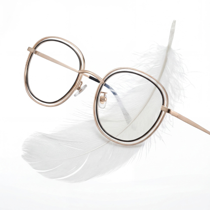 【レトロモダン・小顔効果】Eterlens オーダーメイドメガネ ラウンド型 | 軽く丈夫なチタン合金フレーム | 度付き対応・ブルーライトカット・男女兼用