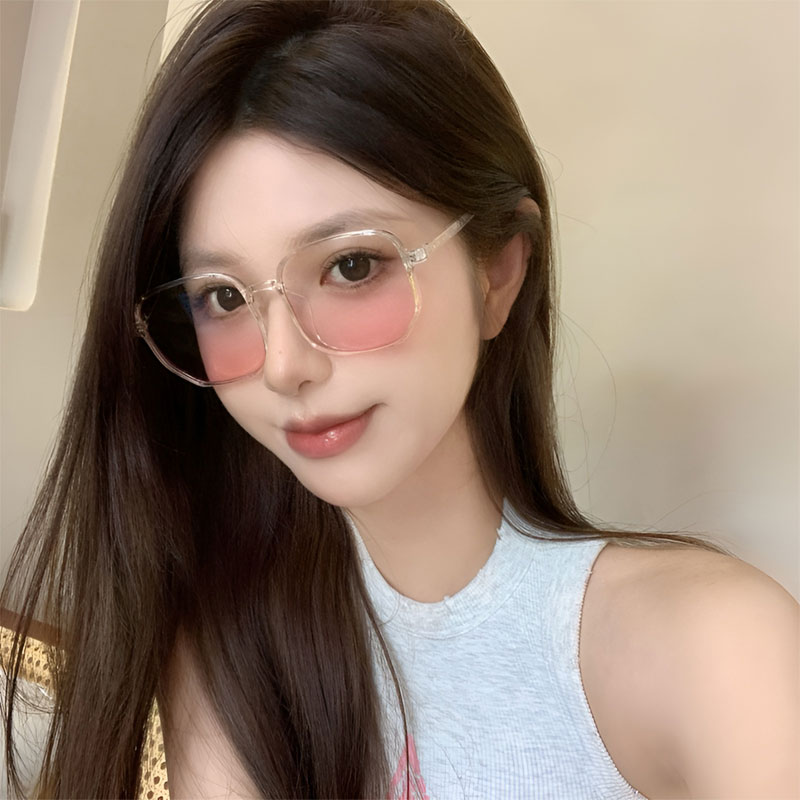 Eterlens | 10g ビッグフレームチークカラーレンズメガネ | 小顔効果ブルーライトカット | ガーリースタイル