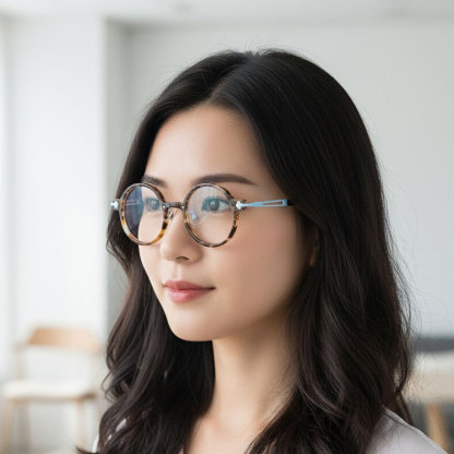 Eterlens | レトロ風ラウンド型アセテートメガネ | スタイリッシュ | オーダーメイド