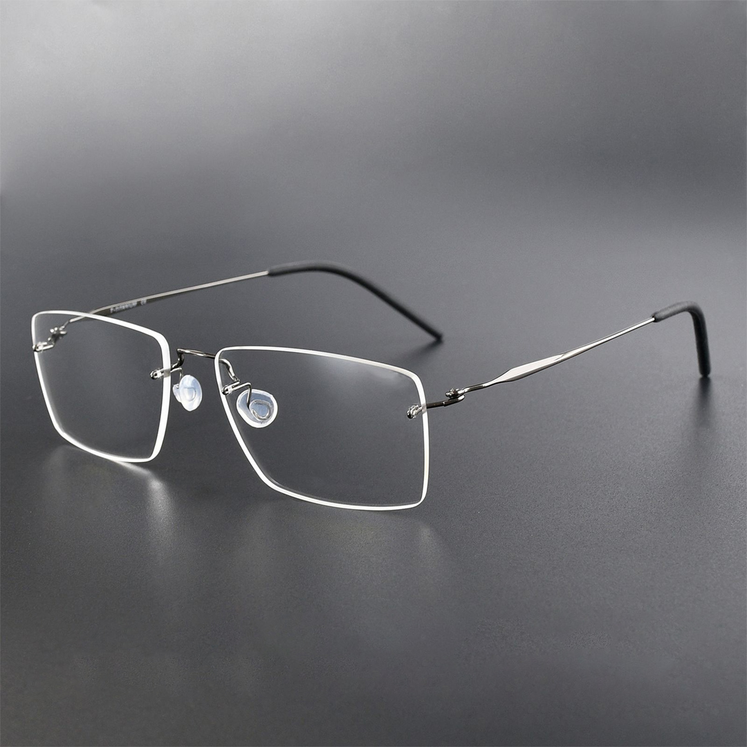 【締めつけ感を抑えた快適設計】Eterlens リムレス純チタンメガネ｜フレーム重さ 4.3g｜UVカット｜オフィス・通勤に｜レンズカスタマイズ対応