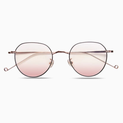 Eterlens|ゴールドリムチークカラーレンズメガネ|小顔効果ブルーライトカット|レトロクラシック