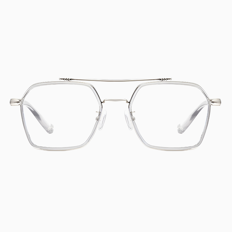 Eterlens｜レトロなダブルブリッジビッグフレームメガネ｜おしゃれな彫刻デザイン｜超軽量でスタイリッシュ