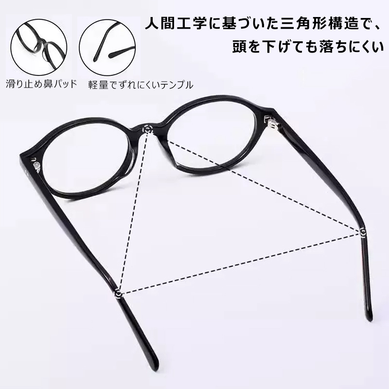 【小顔効果・レトロ可愛い】Eterlens 老眼鏡 おしゃれ 丸メガネ ｜ べっこう柄超軽量ラウンドフレーム ｜ ブルーライトカット・大人女性向け - 商品画像 5/13 (Round BlueGuard)