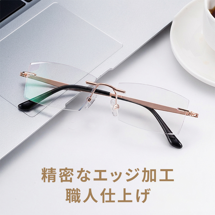 【知的でシャープ・小顔効果】Eterlens 老眼鏡 おしゃれ スクエア | 超軽量 15g メタルフレーム | ブルーライトカット・ビジネス・男女兼用