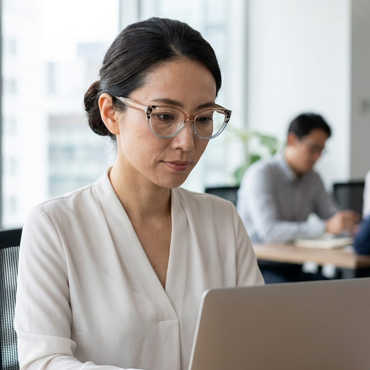 Eterlens│知的な透明感のあるキャッツアイ型メガネ