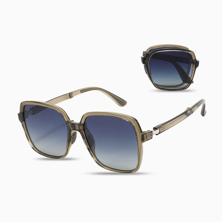 Eterlens | 大きめスクエアフレーム | グラデーションレンズ | 折りたたみ可能  UV400  サングラス-Eterlens