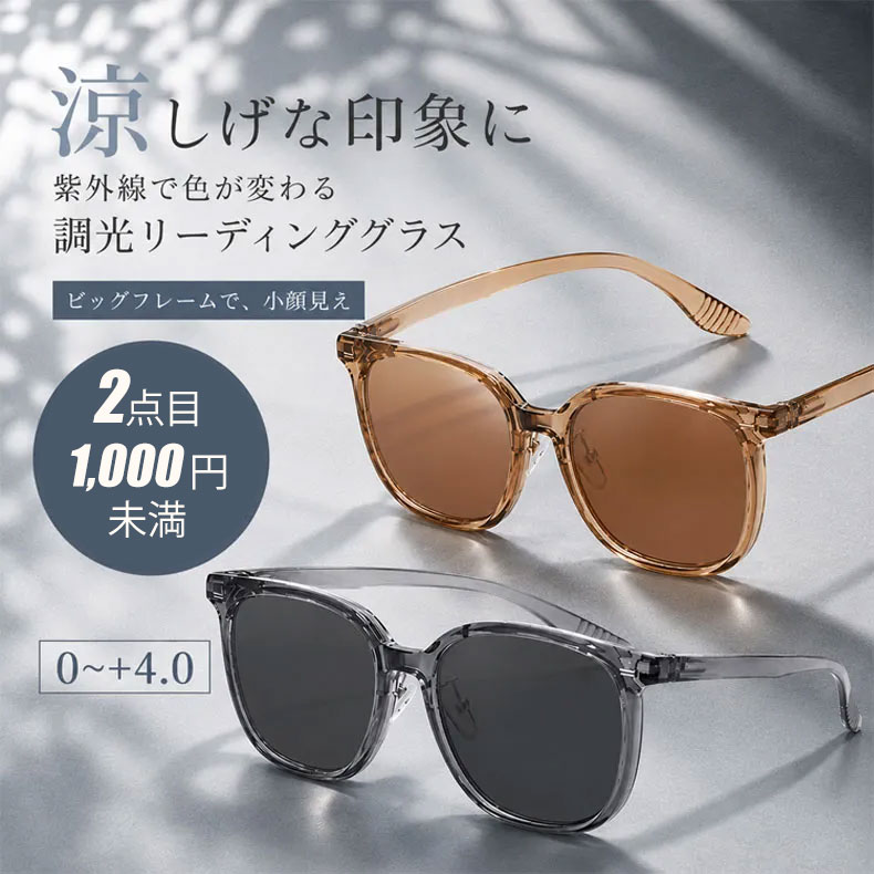 【調光レンズ・光に合わせて変化】Eterlens 紫外線で色が変わる老眼鏡｜滑り止めテンプル｜室外・室内兼用｜ユニセックス