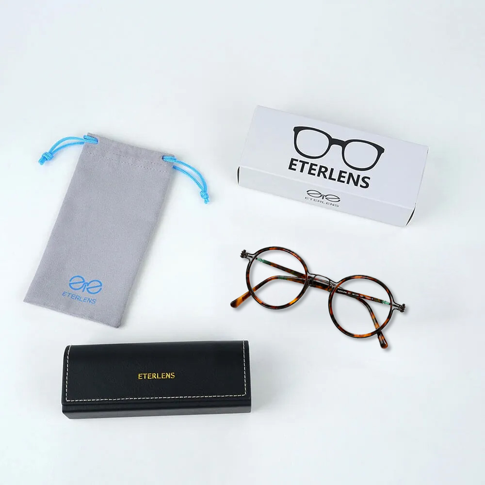【小顔効果・レトロな鯖江風】Eterlens 老眼鏡 おしゃれ 丸メガネ 度付き | クラシックなボストン型軽量フレーム | べっ甲調デザイン