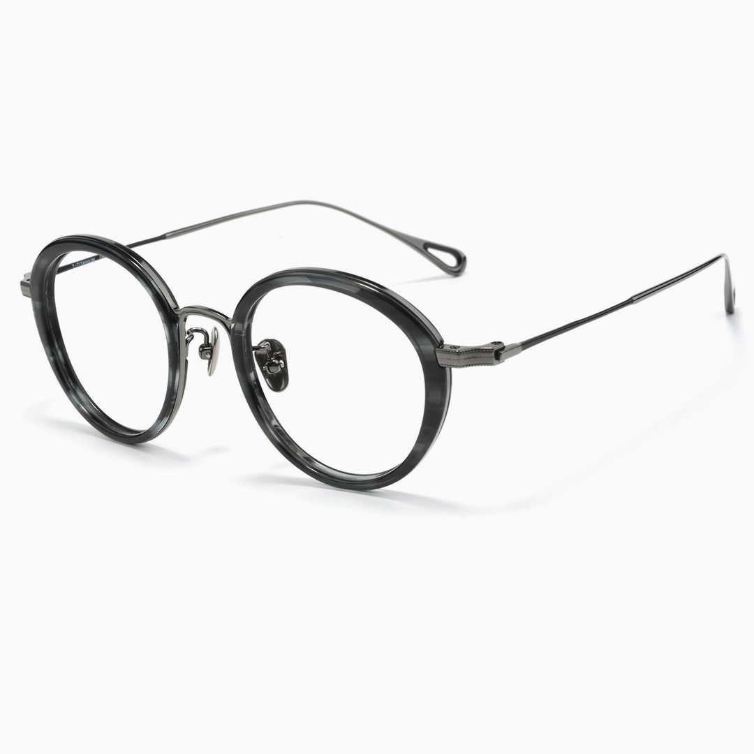 【時の円環】Eterlensデザイナー厳選｜チタンインナーリムのラウンドメガネ｜雫型中空テンプルエンドで軽やかな掛け心地を