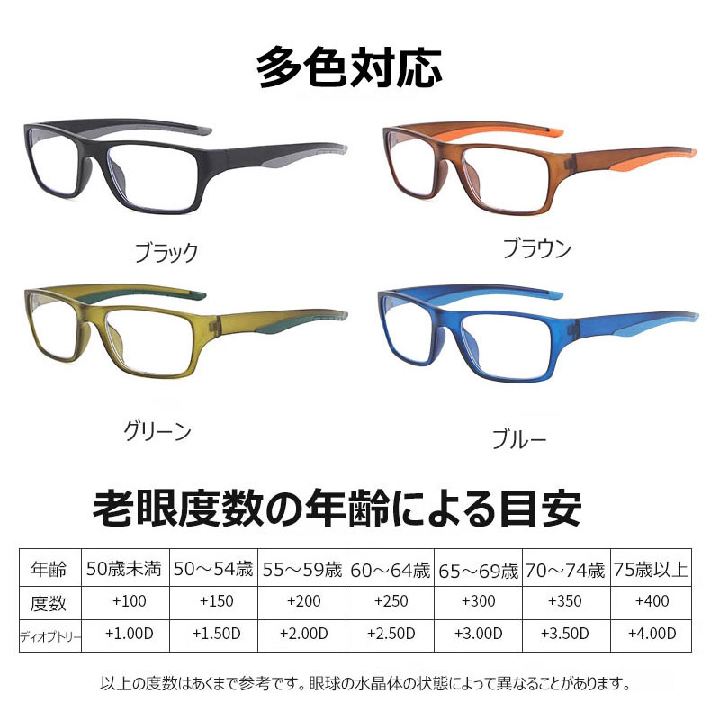 Eterlens 砂・花粉対策、スポーツスタイルのブルーライトカット老眼鏡 ファッションエレガントで、快適な着用感 、ビジネスカジュアルの必要品-Eterlens