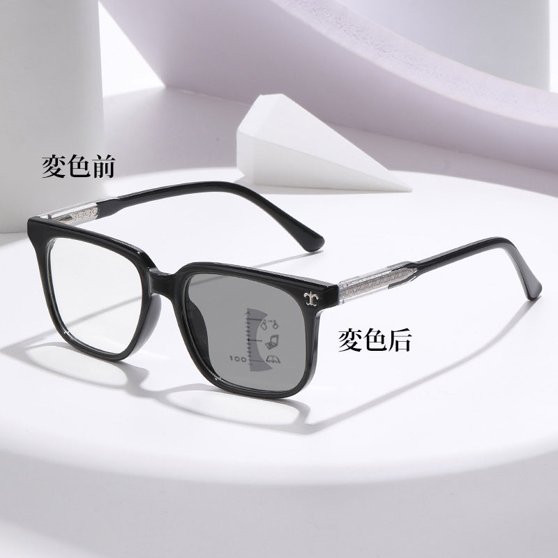 【調光・遠近両用】Eterlens 色が変わる老眼鏡｜大きなスクエア型｜芯張りテンプル｜アセテート｜ブルーライトカット 紫外線対策 ユニセックス