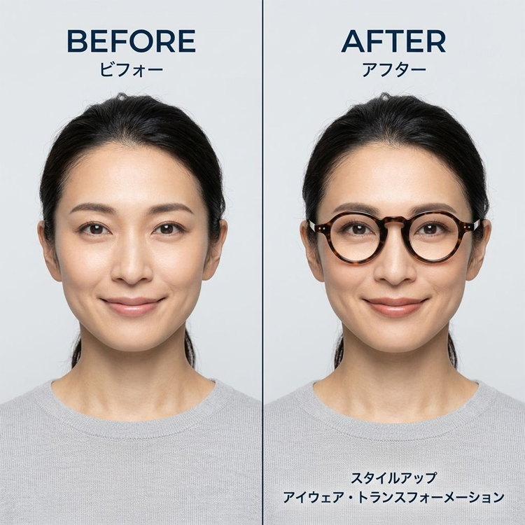 Eterlens│厚みのあるべっこう柄ラウンド型メガネ