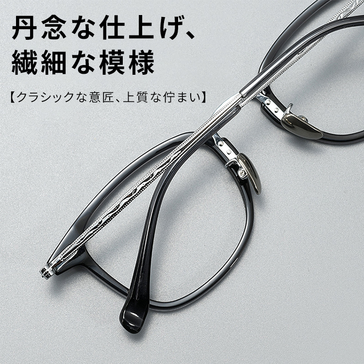 【知的でシャープ・小顔効果】Eterlens スクエアメガネ| TR+チタン|   13.9g超軽量フレーム | 度付き対応・ブルーライトカット・男女兼用 - 商品画像 5/10 (Round RxReady)