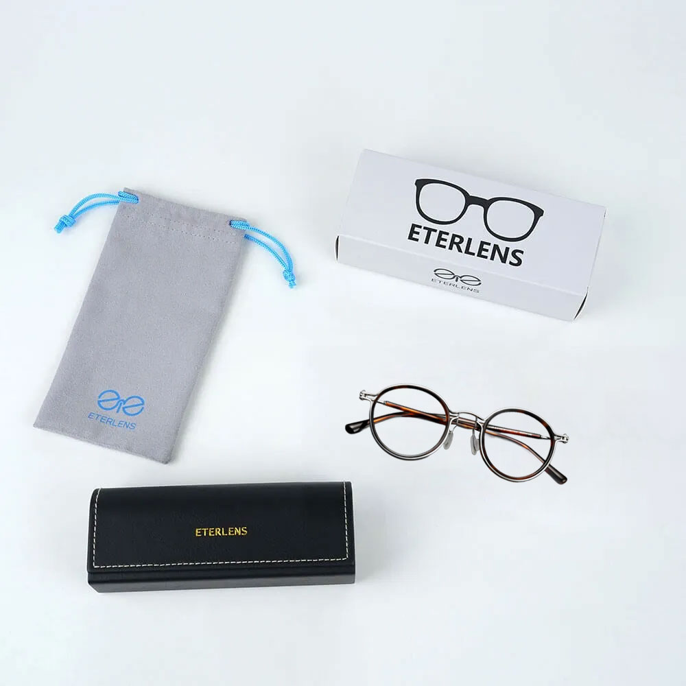 【鯖江風・14.7g超軽量】Eterlens 老眼鏡 おしゃれ 丸メガネ Retro-Classic 14 | 純チタン製 遠近両用 調光対応 | 度付き対応可能・匠の仕上がり