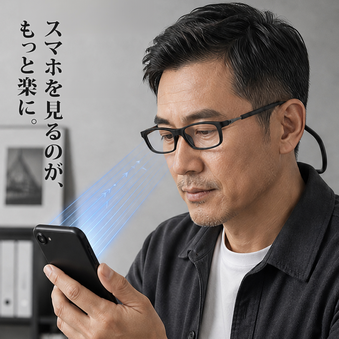 Eterlens│メンズ向け磁石式首掛け老眼鏡│長さ調節可能なテンプル│置き忘れ対策に 商品画像 3