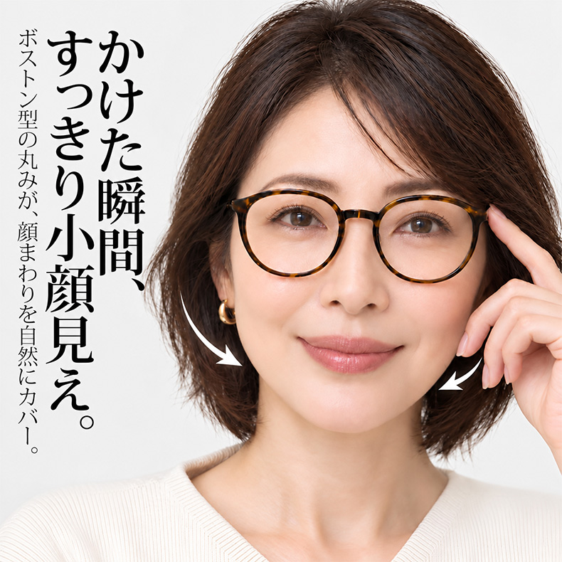 【顔、ひと回り小さく見せる眼鏡】レトロラウンドフレーム超軽量ブルーライトカット老眼鏡 |Eterlens