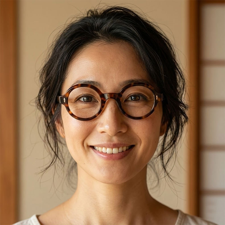 【文芸的な佇まい・べっ甲柄】ETERLENS | 「時の円環」極小ラウンド | 希少な小ぶりフレーム | アセテート メガネ 度付き