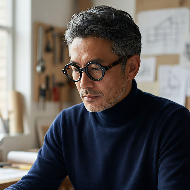 【文芸的な佇まい・べっ甲柄】ETERLENS | 「時の円環」極小ラウンド | 希少な小ぶりフレーム | アセテート メガネ 度付き