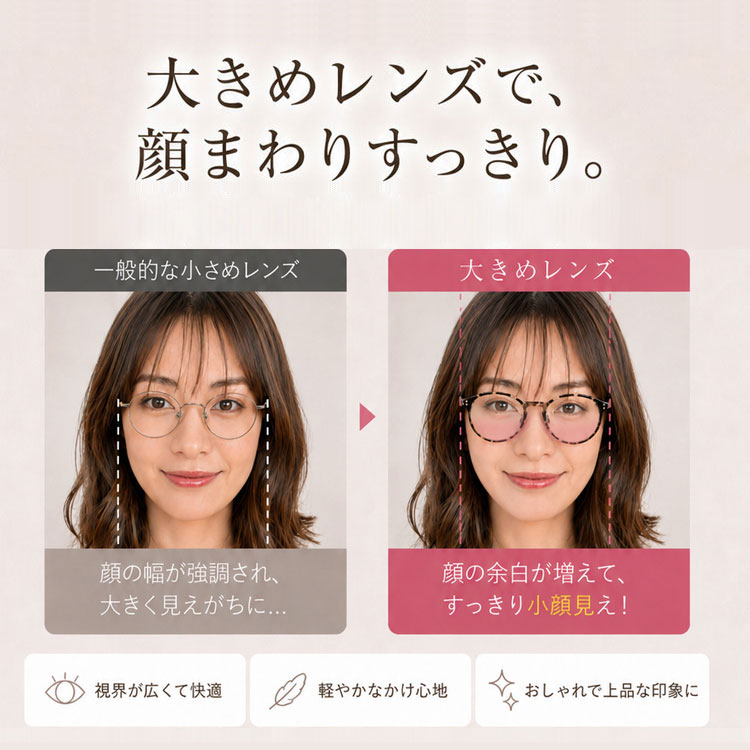 【顔まわりをすっきり見せる印象・すっぴん隠し】Eterlens ライトピンクビッグフレーム伊達メガネ | 超軽量TR素材 | 華やかな血色感カラー | ブルーライトカット・お洒落・度なし伊達眼鏡
