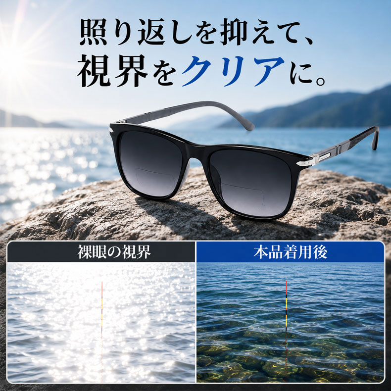 ビッグフレーム遠近両用多機能老眼鏡 | Square SunReader | Eterlens