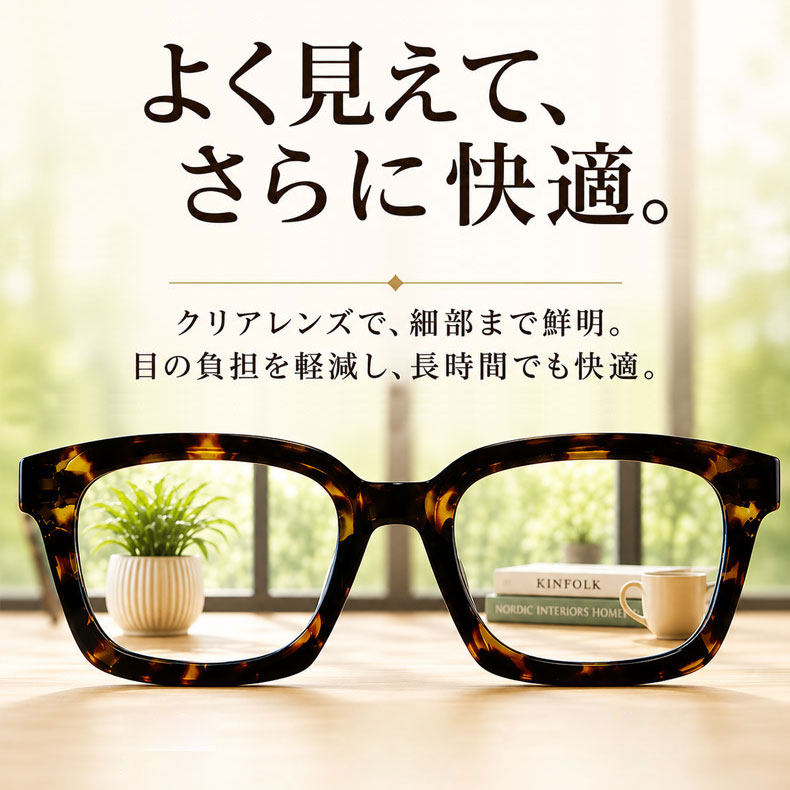 知性の窓 | ブルーライトカット老眼鏡ビッグフレームウェリントン型男女兼用 | Wellington BlueGuard | Eterlens