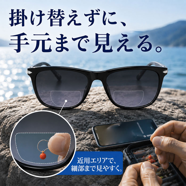 ビッグフレーム遠近両用多機能老眼鏡 | Square SunReader | Eterlens
