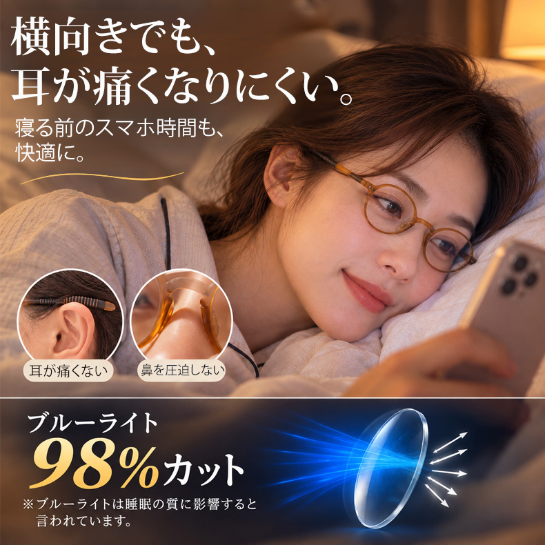 【500回落としても、無事でした】5.1g！レトロ風ラウンドフレームブルーライト老眼鏡 | 耳の痛み、鼻の跡、ずれ落ちるレンズ。今日で卒業です！